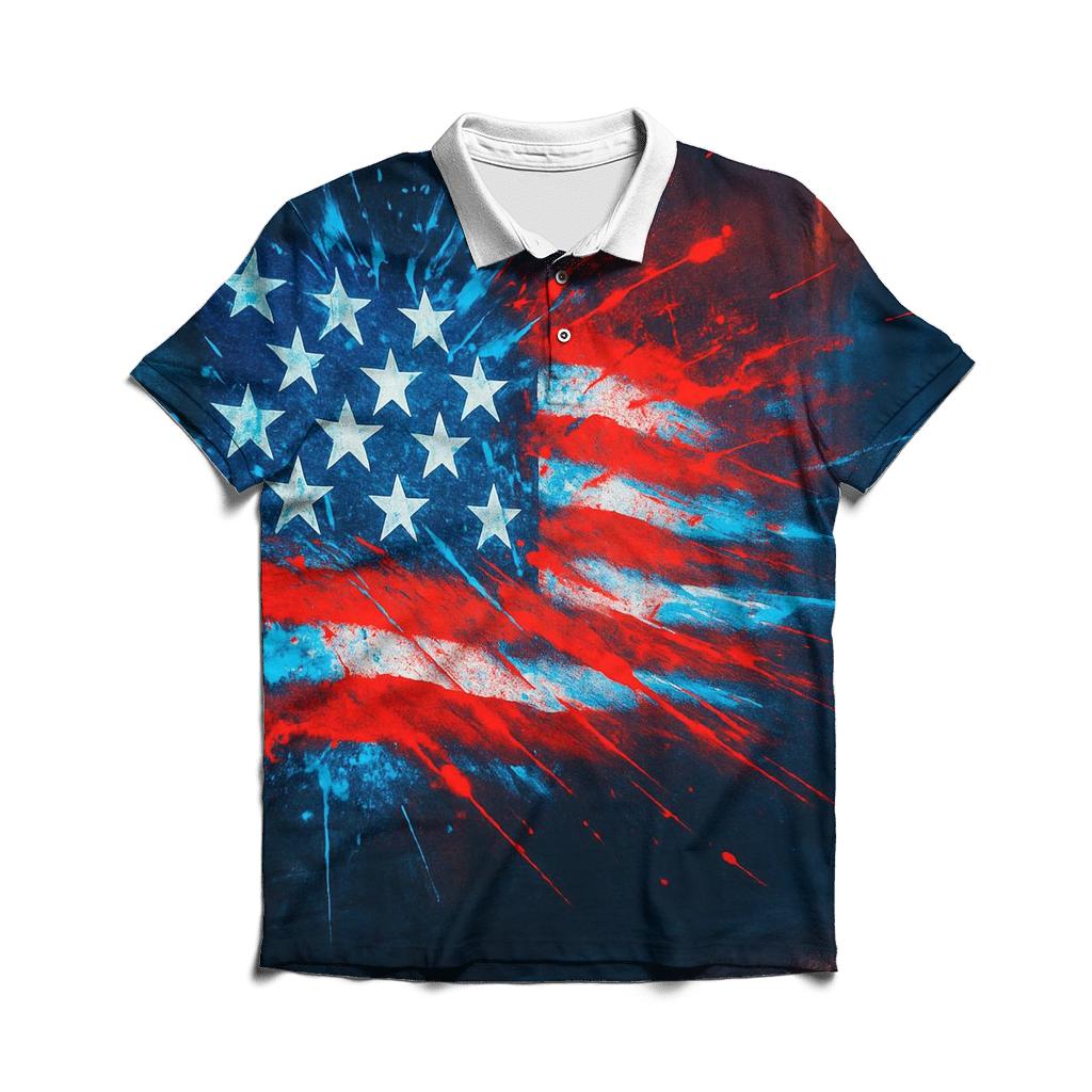 Neon Alley Patriot Burst embroidered polo tops