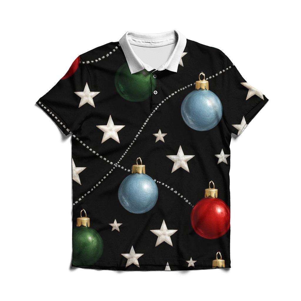 Star And Ornament Constellation Scatter On Black Background classic pique polos