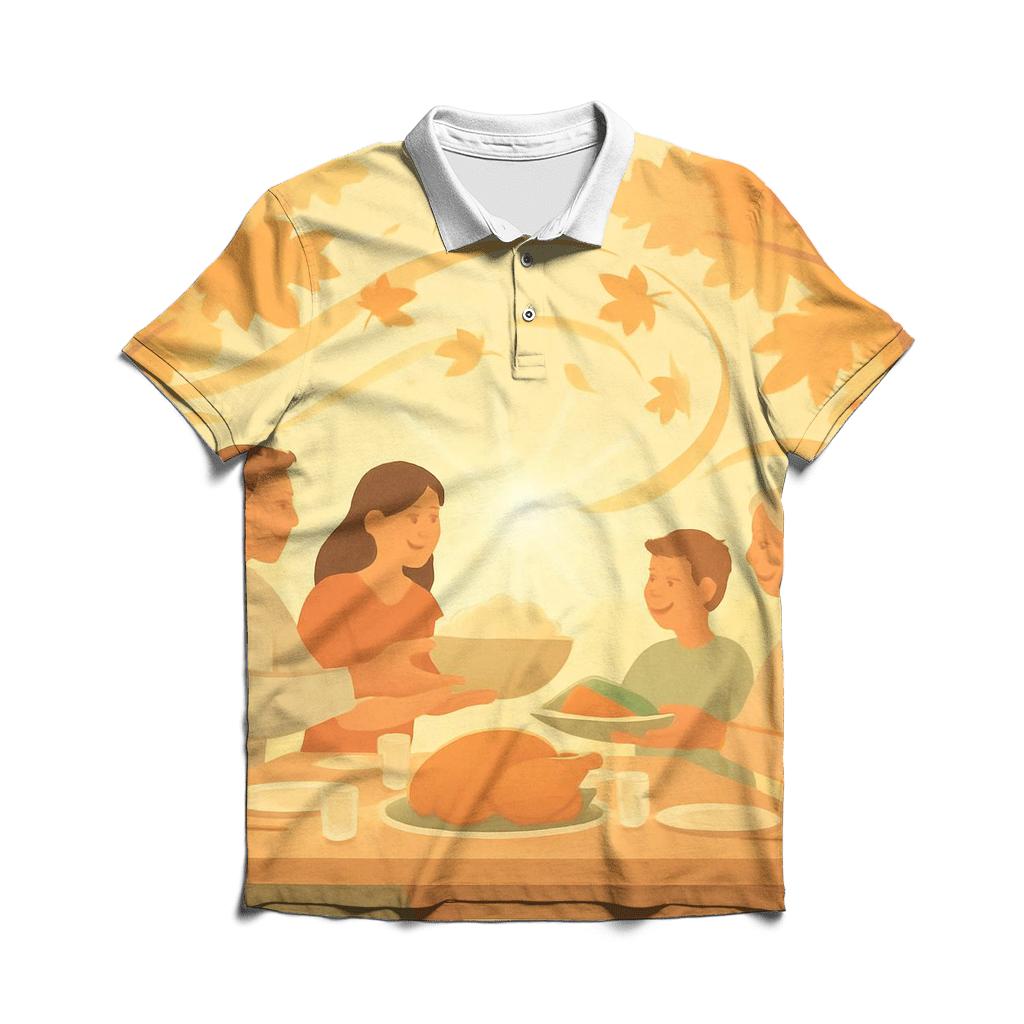 Sunbeam Leaf Dance Around The Farmhouse Table custom polo shirts