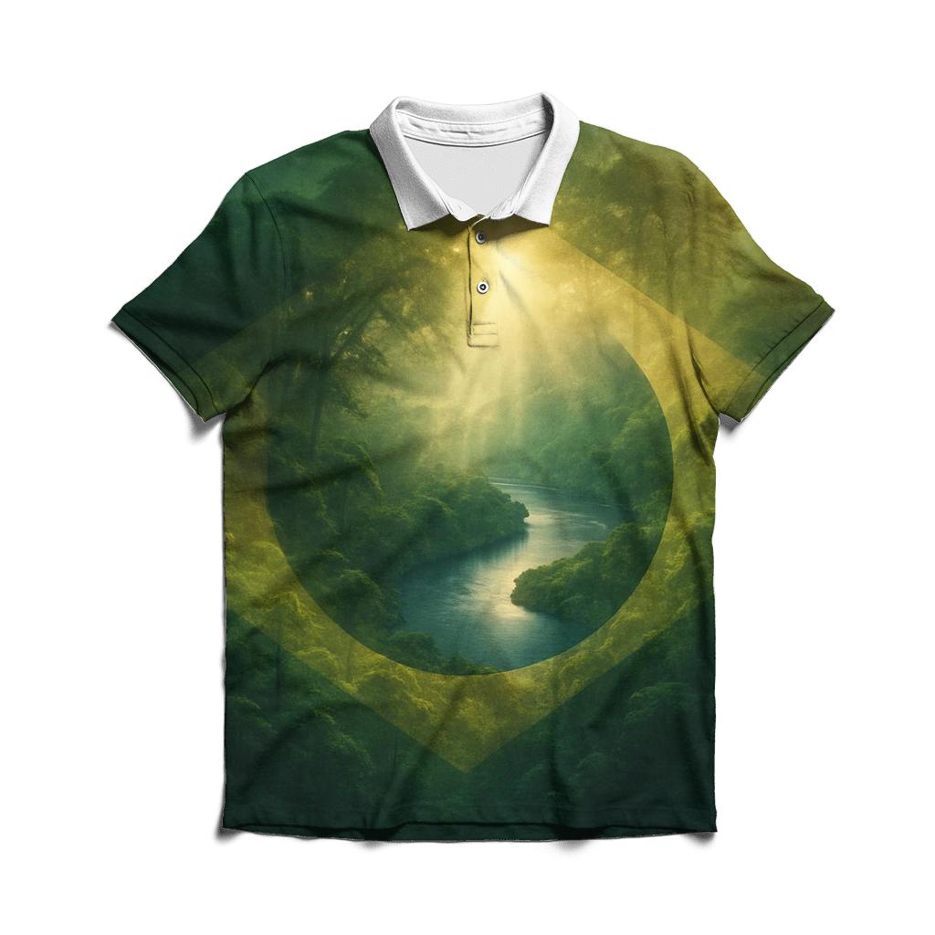 Landmark Double Exposure Flag Of Brazil branded logo polo shirts