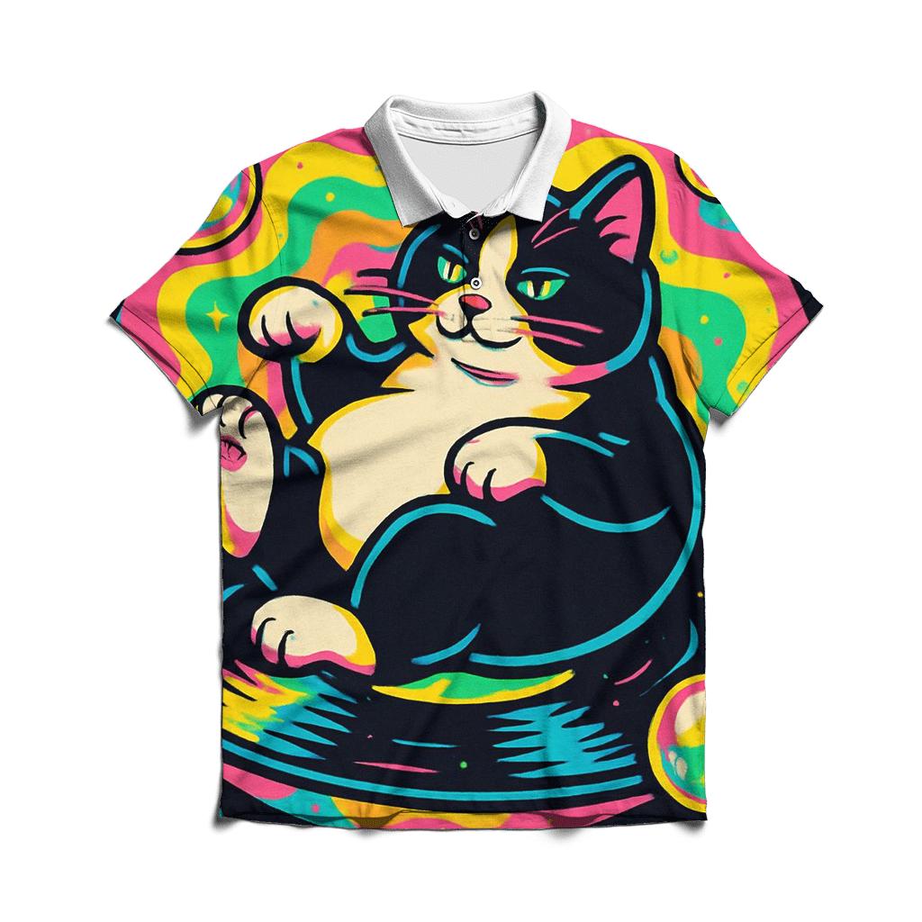 Prismatic Bubble Jazz Cat custom polo shirts