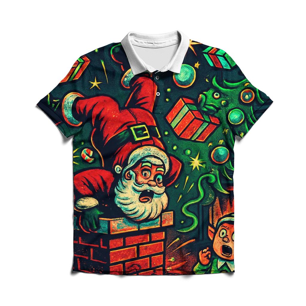 Santa Chimney Pinball Mishap stylish collar polo tees