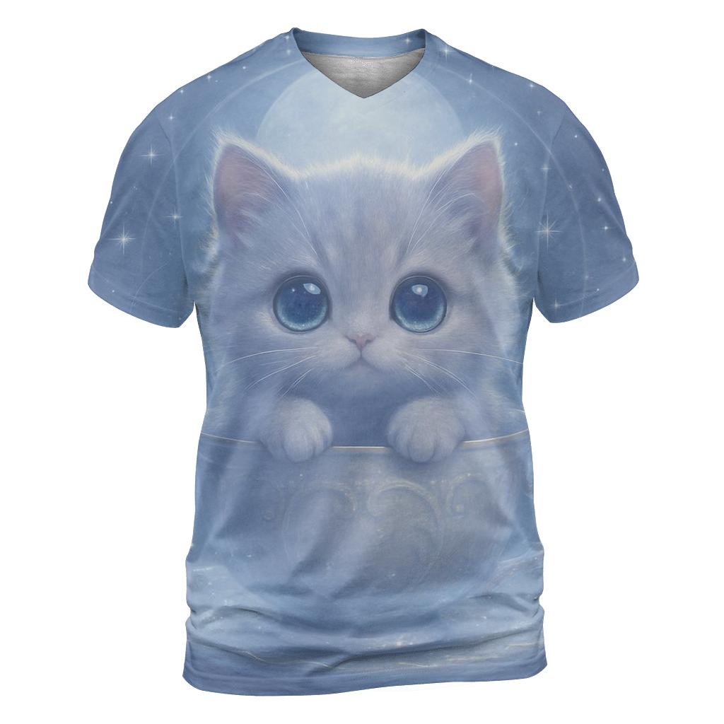 Moonbeam Teacup Kitten artistic all-over print tops