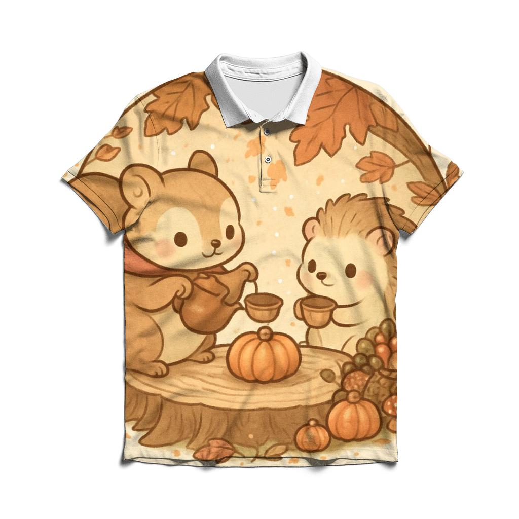 Woodland Harvest Tea Party Under Maple Canopy custom polo shirts