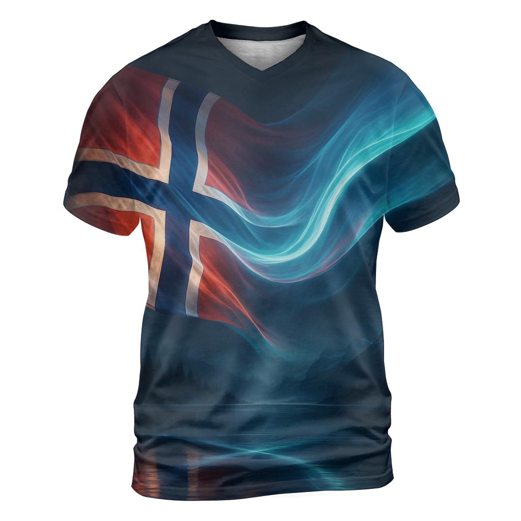 Aurora Fjord Flag Of Norway statement graphic shirts