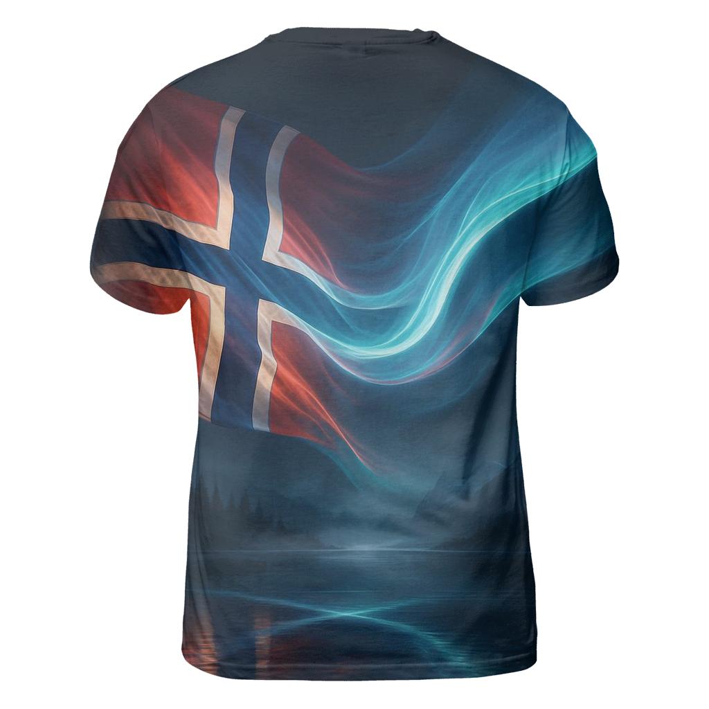 Aurora Fjord Flag Of Norway statement graphic shirts