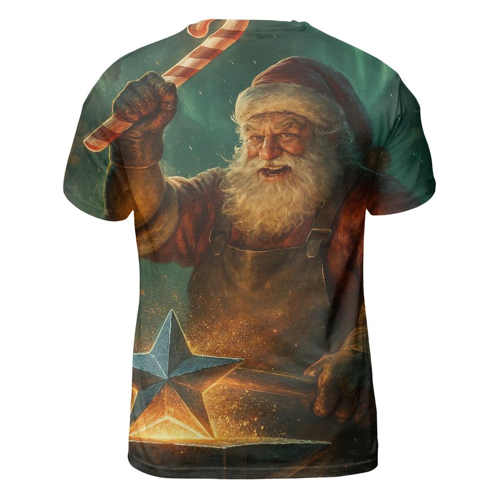 Aurora Forge Santa vibrant all-over design tees