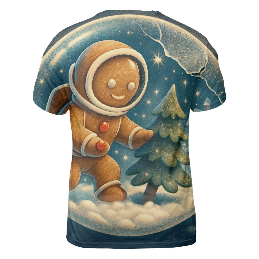 Gingerbread Astronaut Snow Globe Rescue artistic all-over print tops