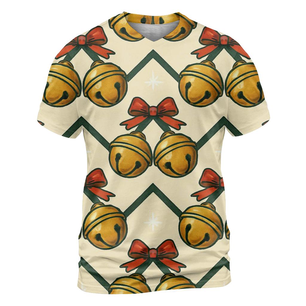 Golden Bell Chevron Parade On Warm Ivory Background unique graphic print tees