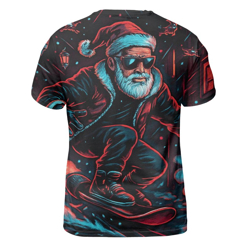 Neon Alley Santa Rider artistic all-over print tops