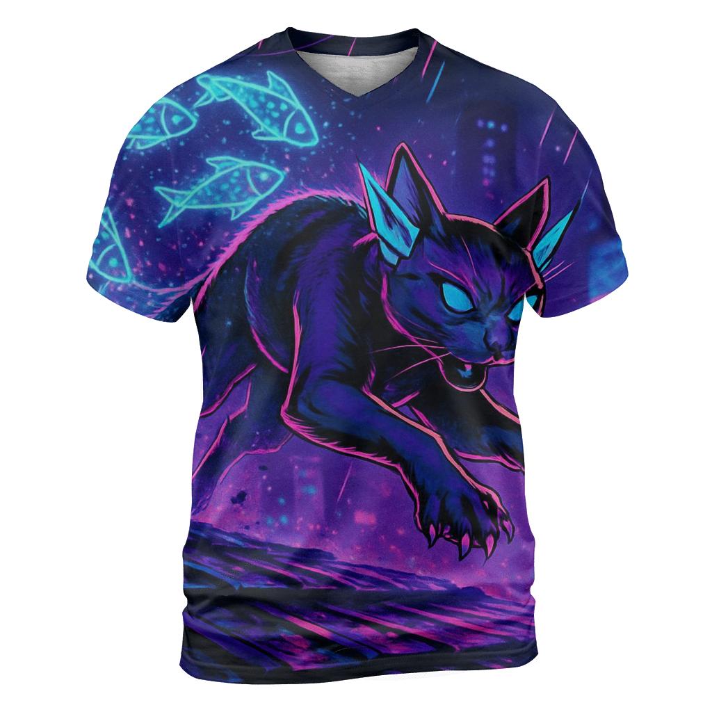 Neon Alley Data Runner Cat creative print fashion shirts