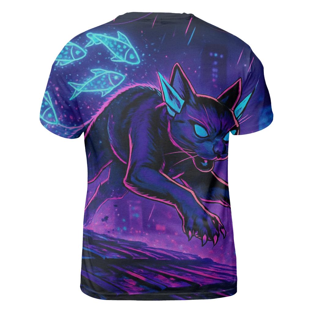 Neon Alley Data Runner Cat creative print fashion shirts