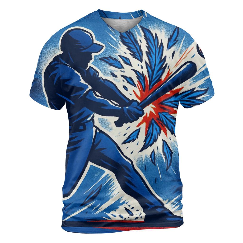 Featherstorm Swing With Blue Jays Power vibrant all-over design tees