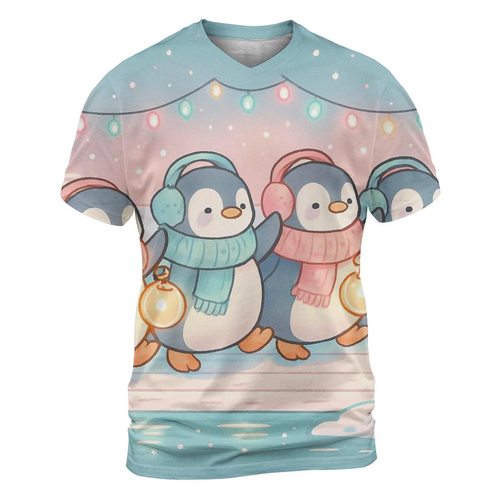 Penguin Parade Bubble Lights creative print fashion shirts