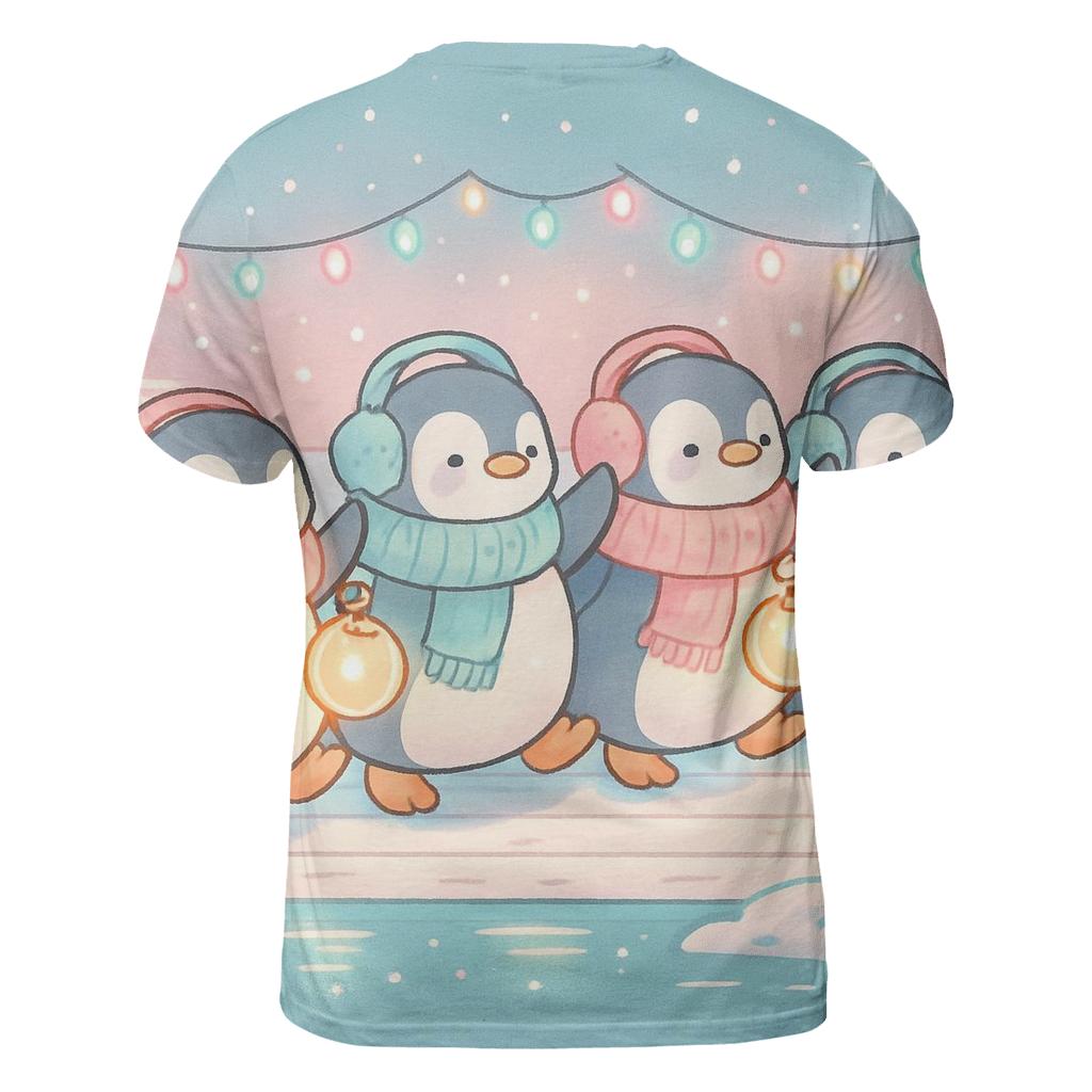 Penguin Parade Bubble Lights creative print fashion shirts