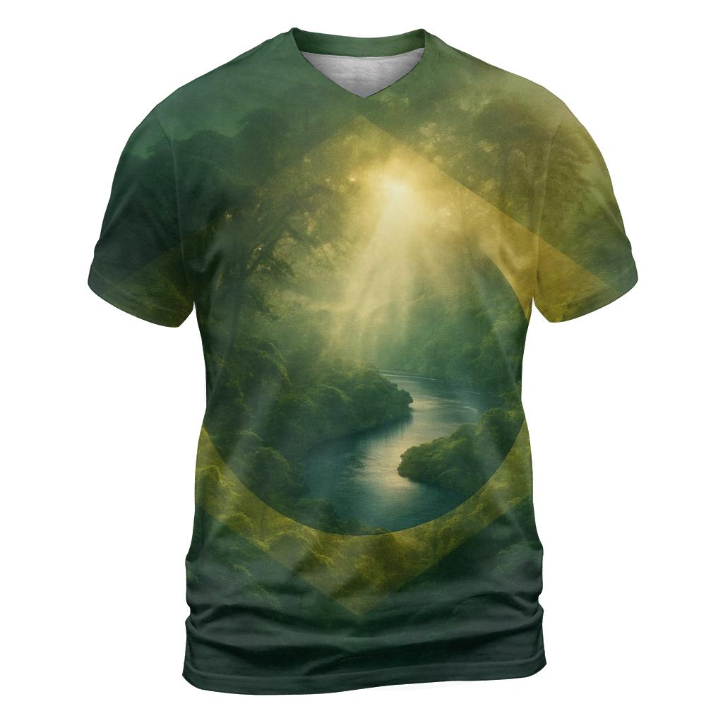 Landmark Double Exposure Flag Of Brazil vibrant all-over design tees