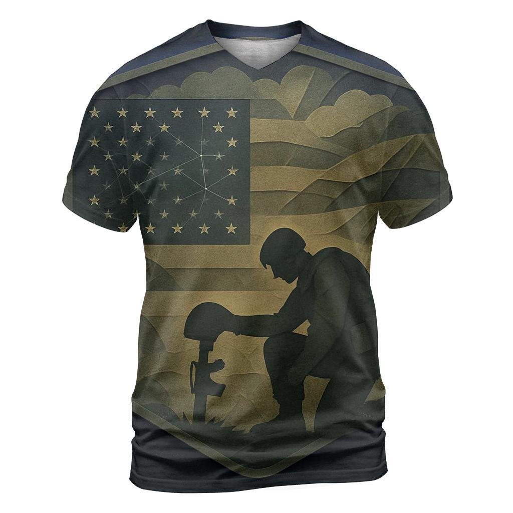 Constellation Flag Camouflage Collage Of Service artistic all-over print tops