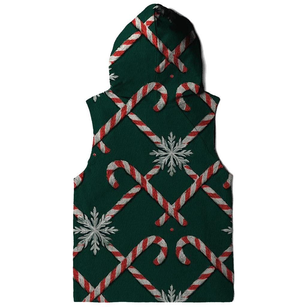 Candy Cane Snowflake Lattice On Midnight Green Background hoodie styles