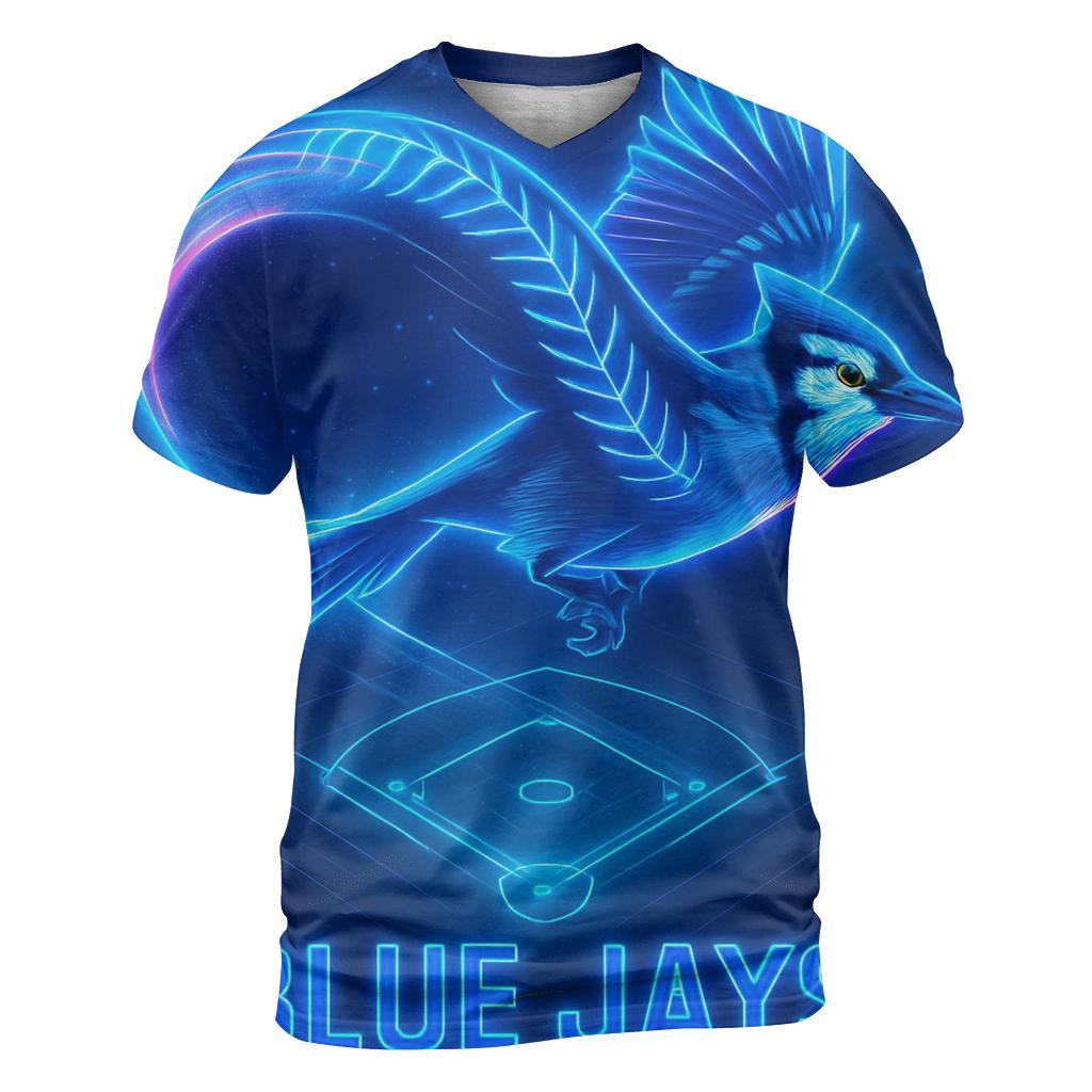 Neon Flight Path Of Blue Jays trendy printed shirt styles