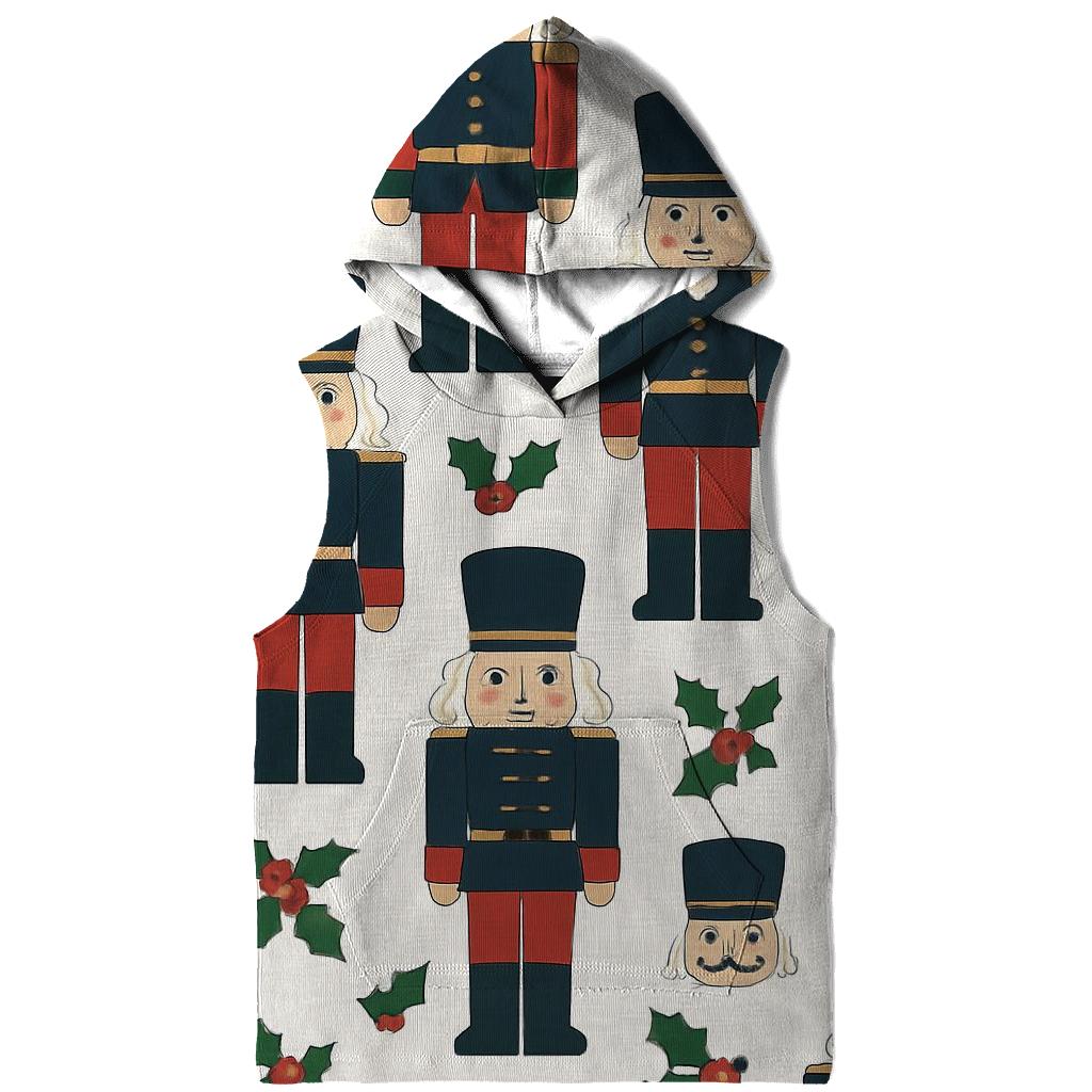 Nutcracker Toy Soldier Grid On Snow White Background premium hoodies
