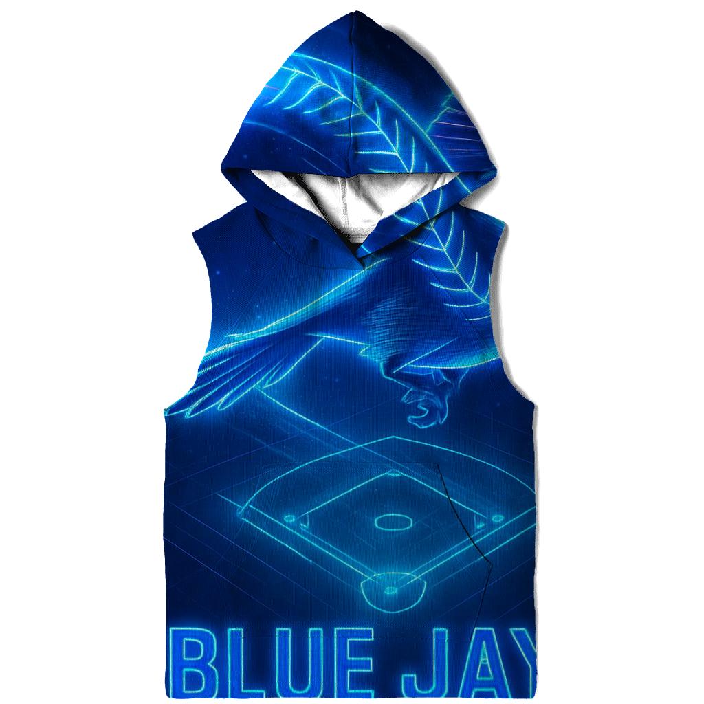 Neon Flight Path Of Blue Jays embroidered hoodies