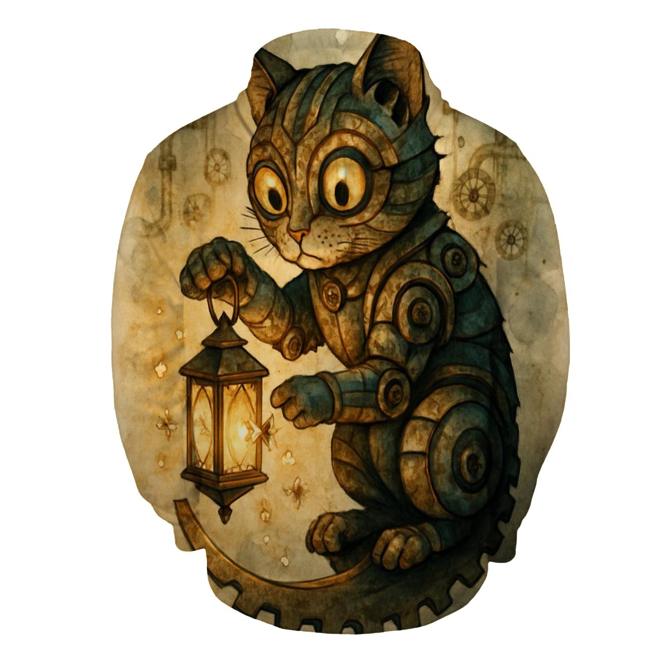 Clockwork Lantern Cat hoodies fashion