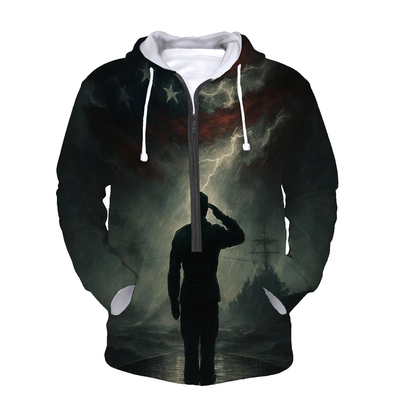 Harbor Vigil Under The Storm Flag premium hoodies