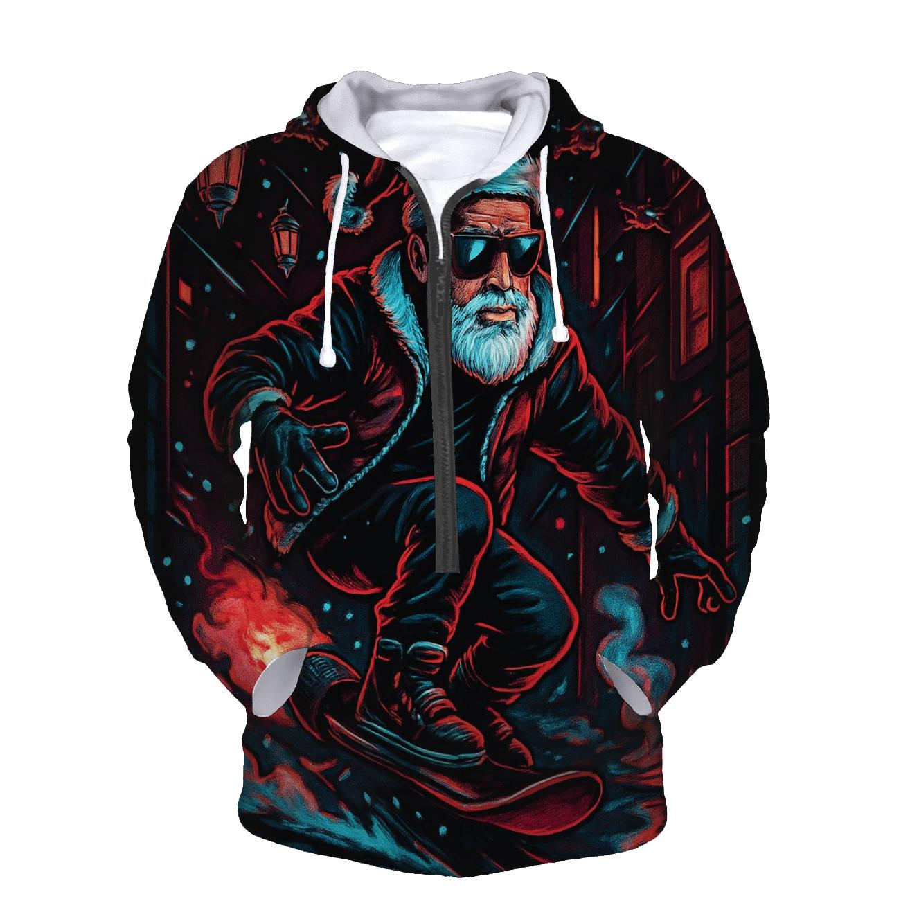 Neon Alley Santa Rider embroidered hoodies
