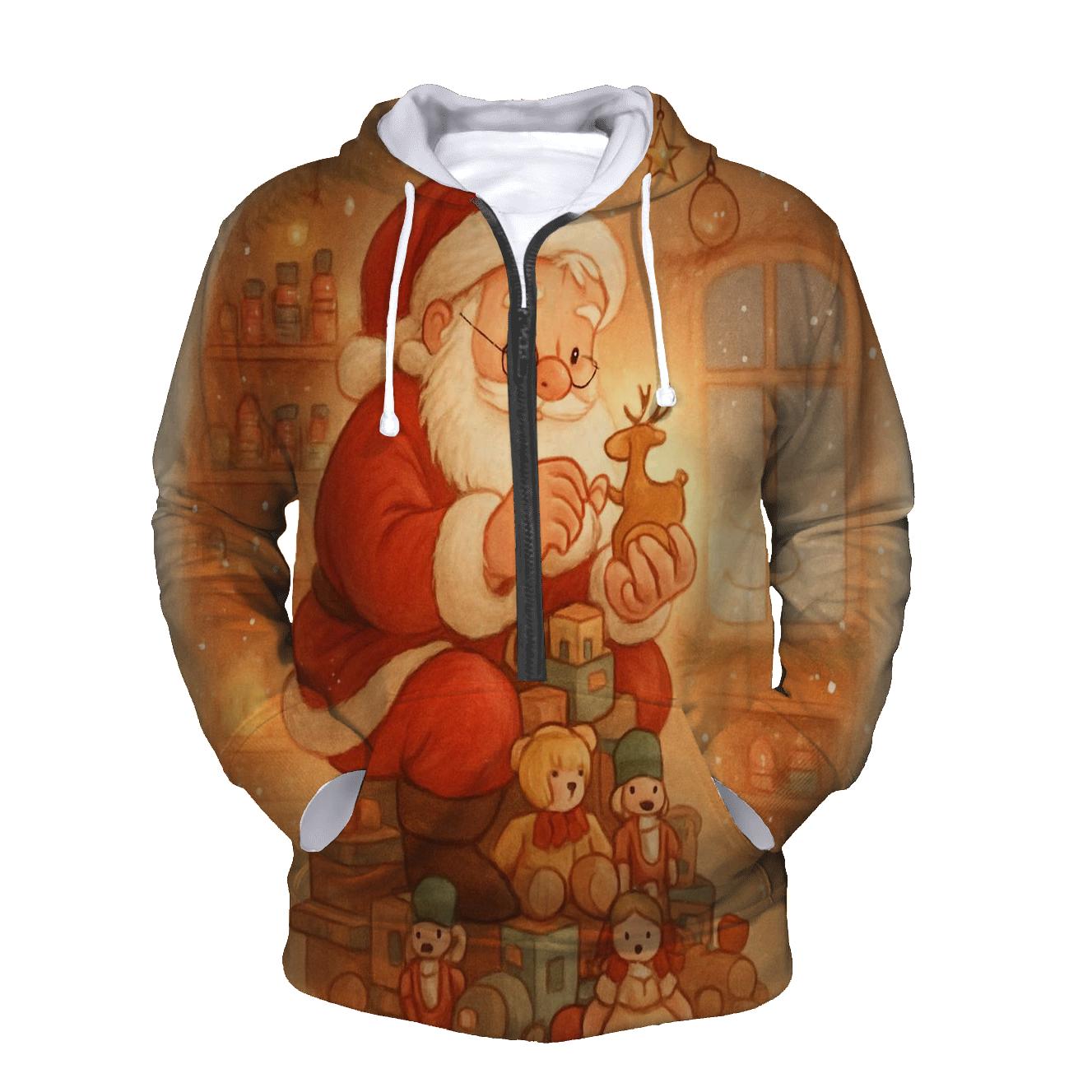 Storybook Clockwork Workshop Santa designer hoodies