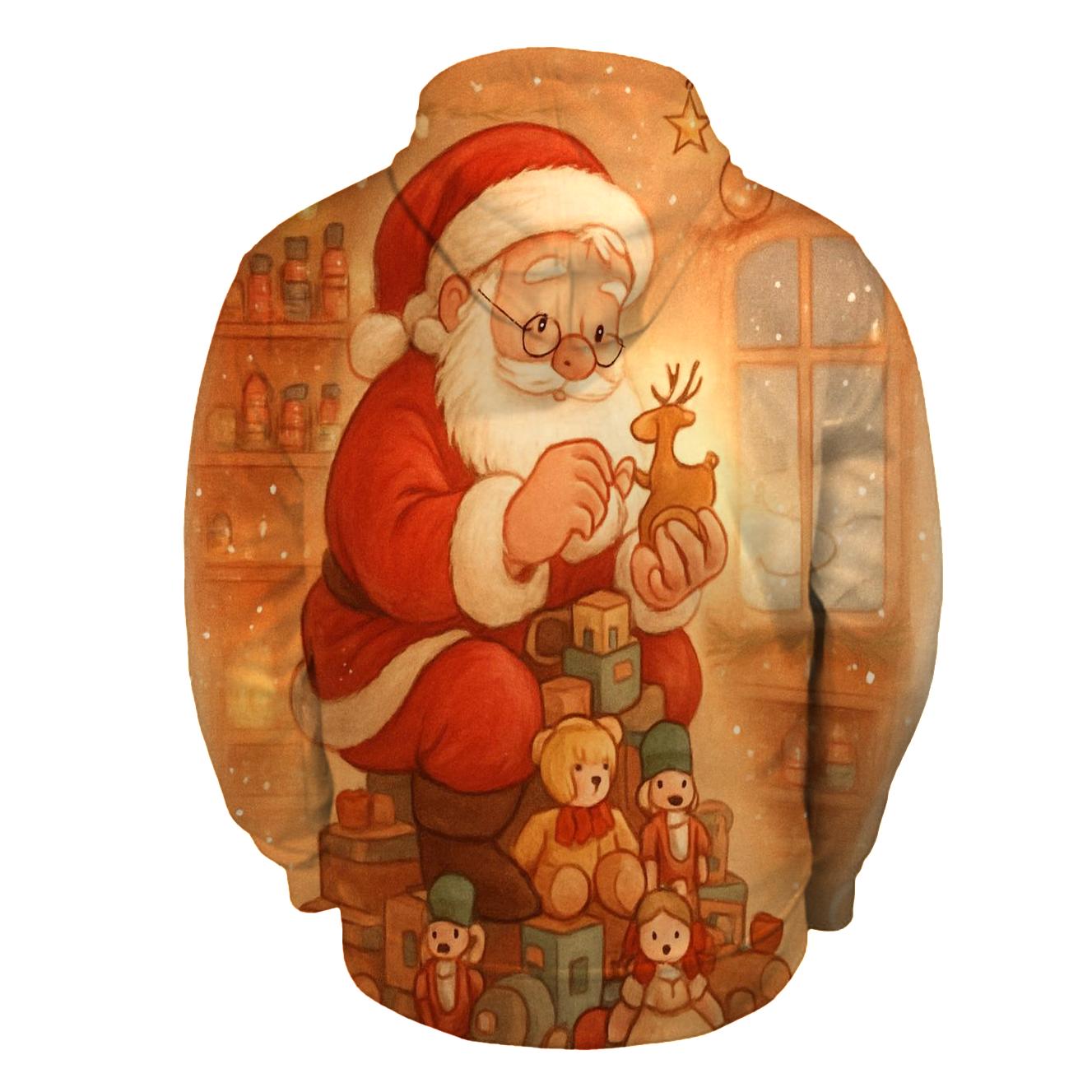 Storybook Clockwork Workshop Santa designer hoodies