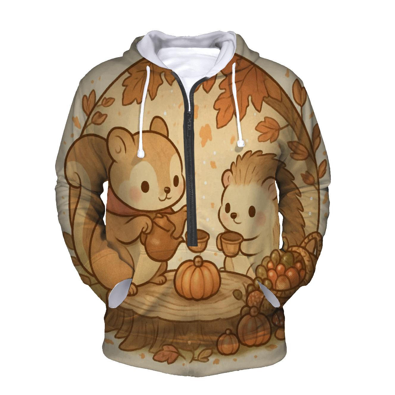 Woodland Harvest Tea Party Under Maple Canopy premium hoodies