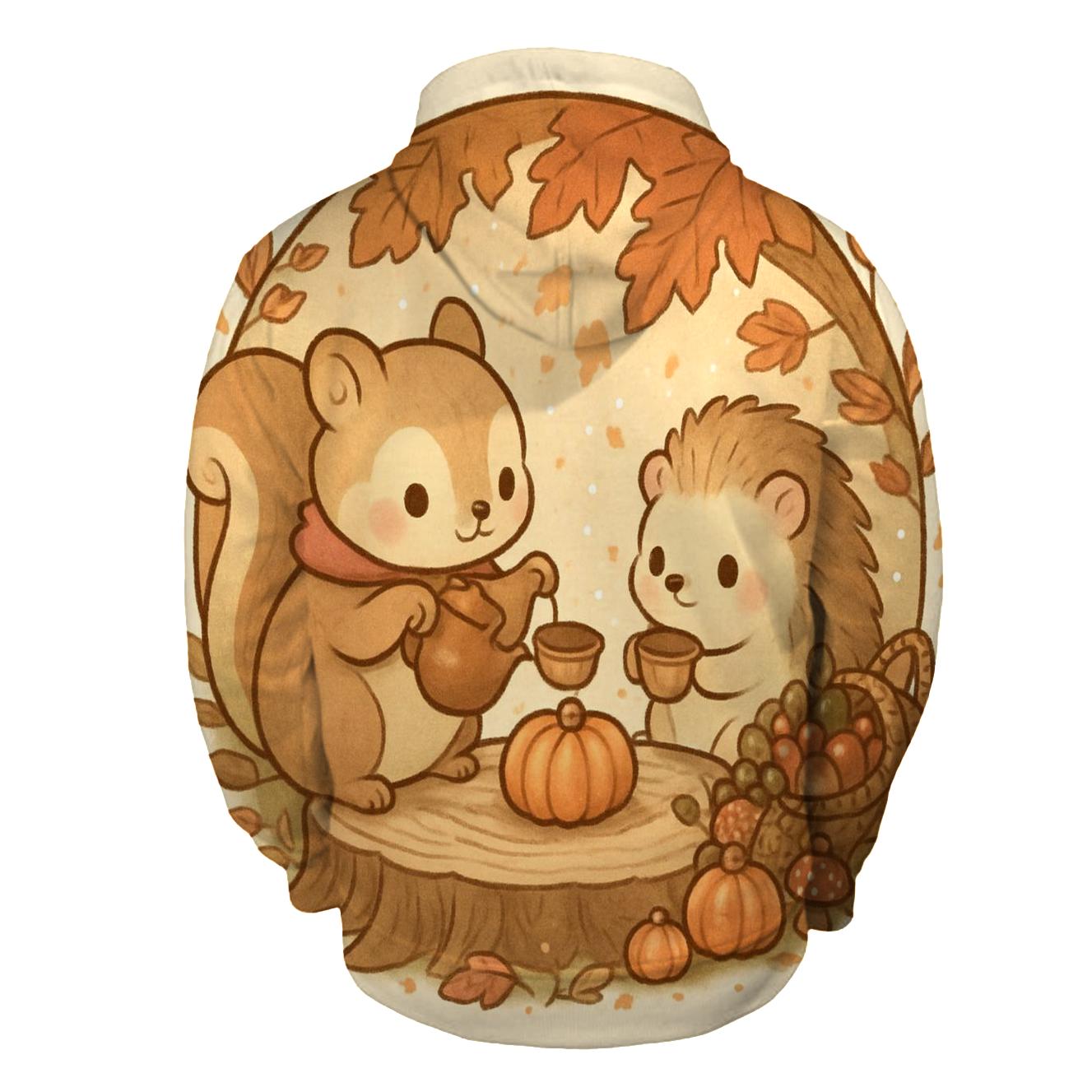 Woodland Harvest Tea Party Under Maple Canopy premium hoodies