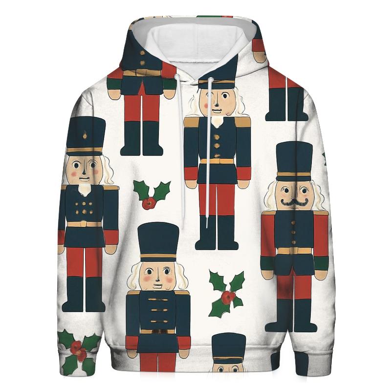 Nutcracker Toy Soldier Grid On Snow White Background zip-up hoodies