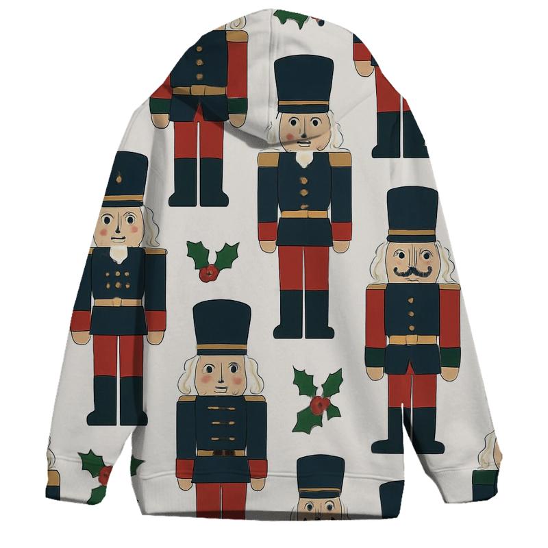 Nutcracker Toy Soldier Grid On Snow White Background zip-up hoodies