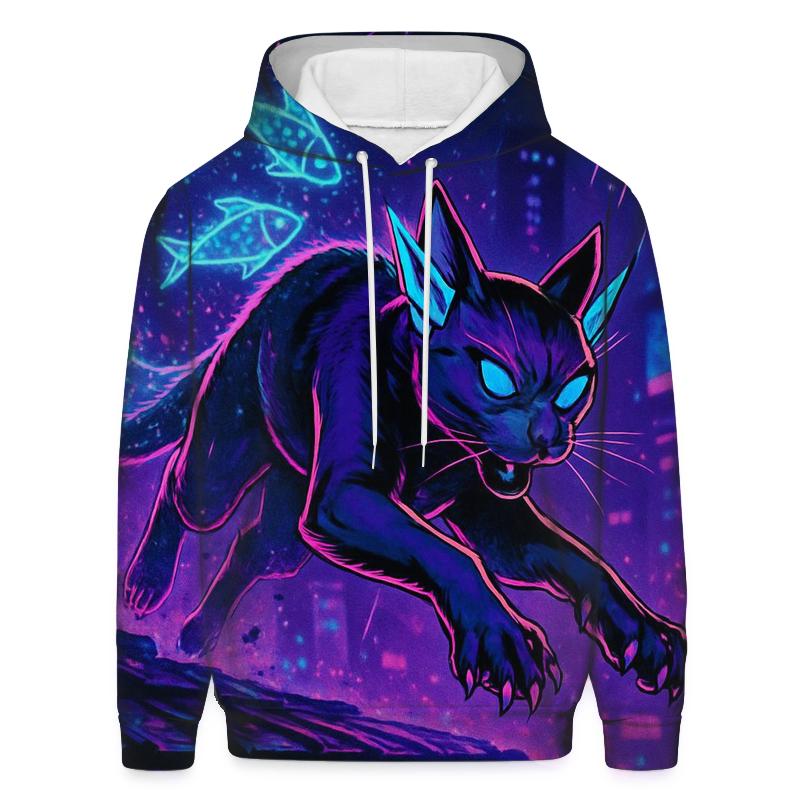 Neon Alley Data Runner Cat hoodie styles