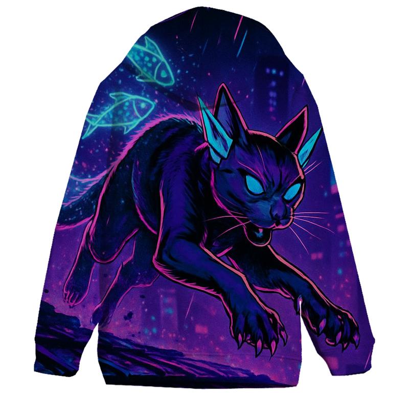 Neon Alley Data Runner Cat hoodie styles