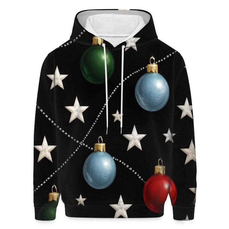 Star And Ornament Constellation Scatter On Black Background pullover hoodies