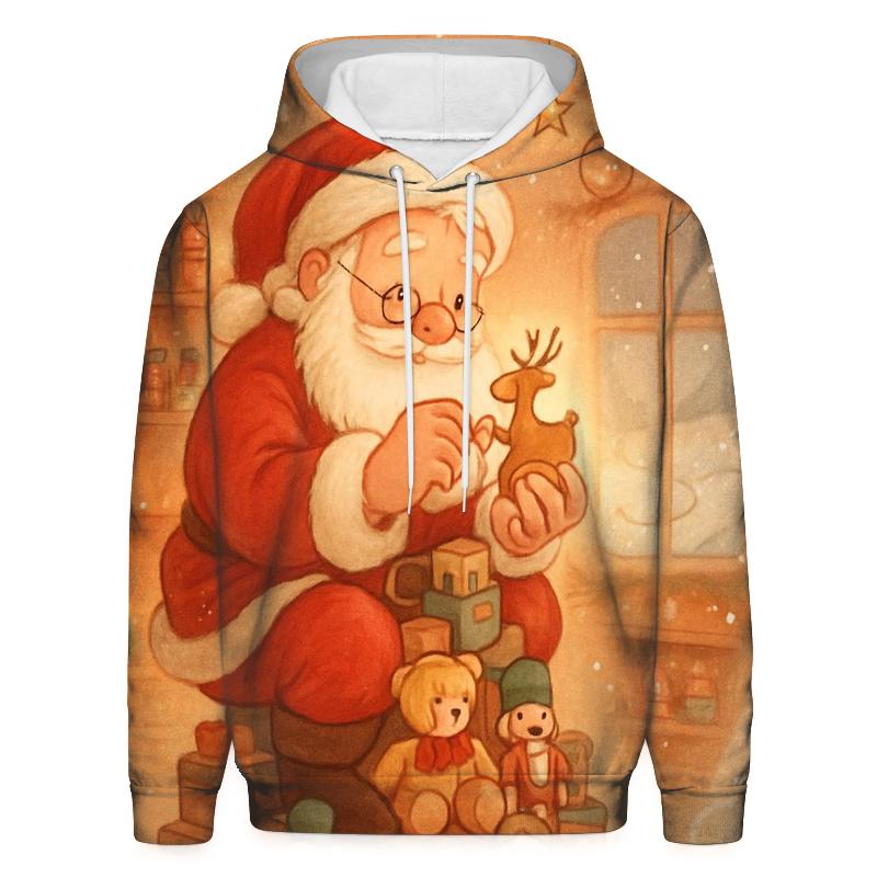 Storybook Clockwork Workshop Santa printed hoodies