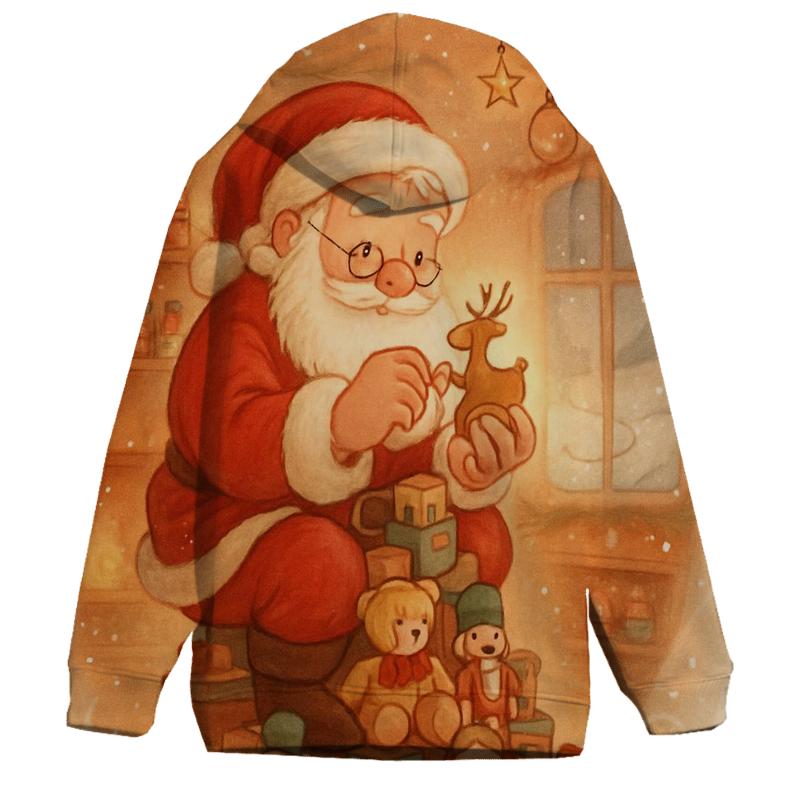 Storybook Clockwork Workshop Santa printed hoodies