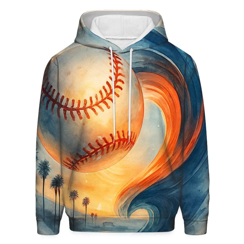 California Sunset Split Stitch Baseball Wave printed hoodies