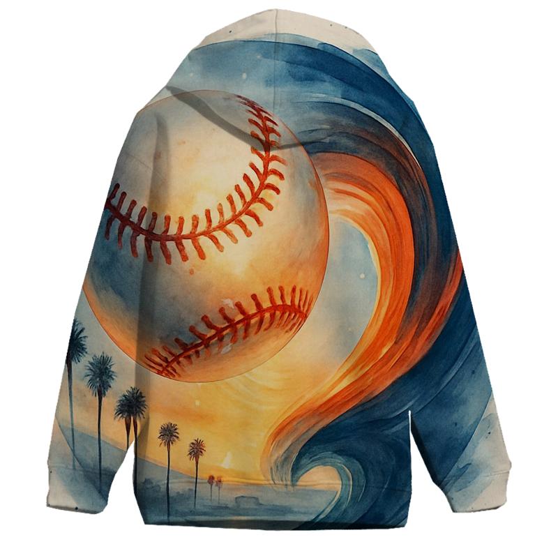 California Sunset Split Stitch Baseball Wave printed hoodies