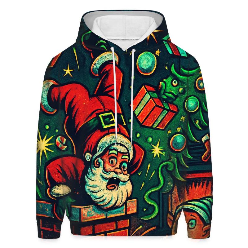 Santa Chimney Pinball Mishap graphic hoodies
