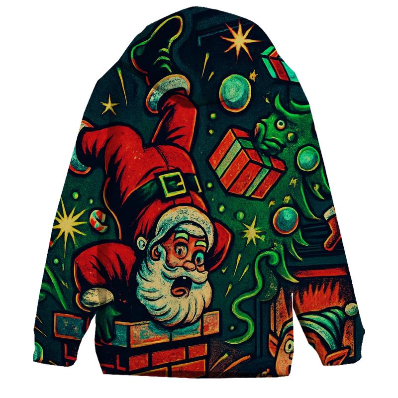 Santa Chimney Pinball Mishap graphic hoodies