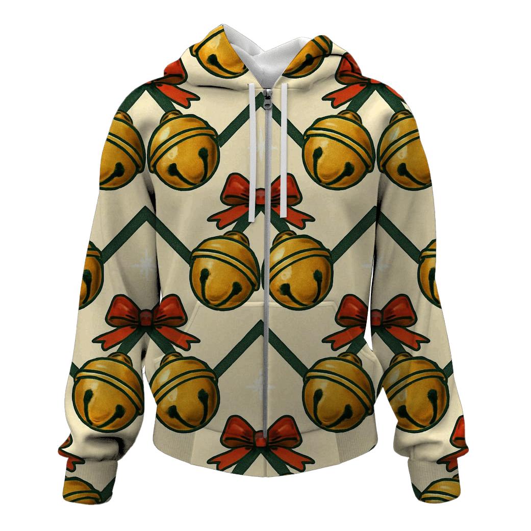 Golden Bell Chevron Parade On Warm Ivory Background zip-up hoodies