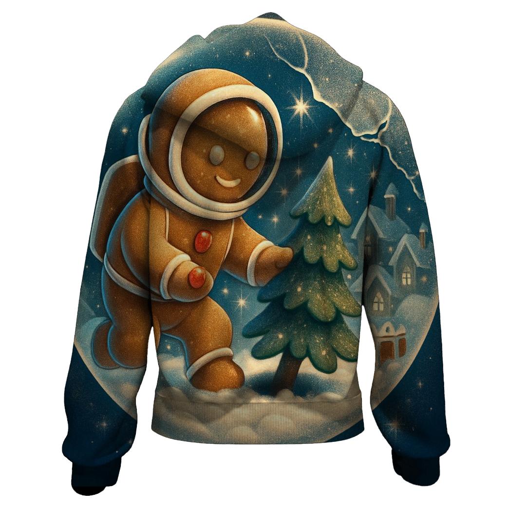 Gingerbread Astronaut Snow Globe Rescue zip-up hoodies