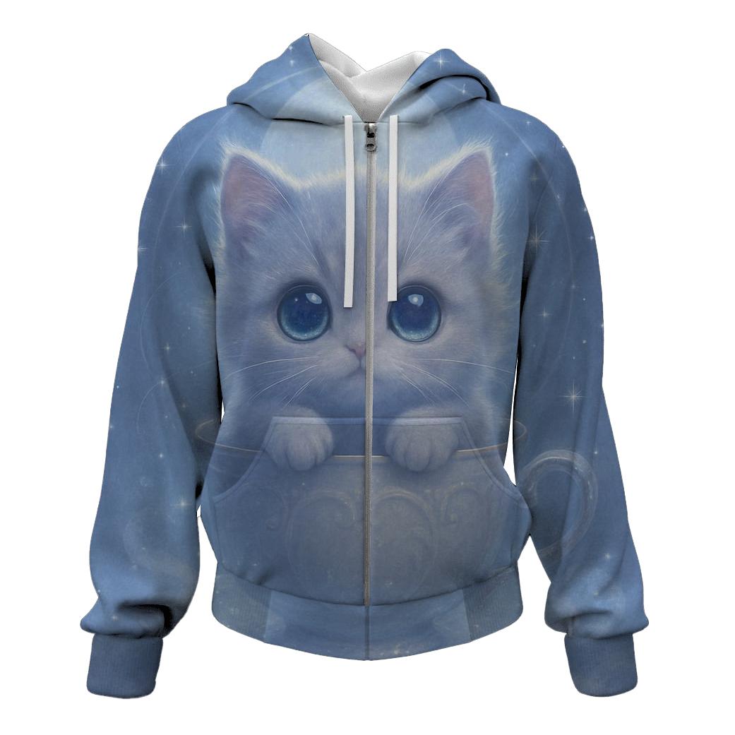 Moonbeam Teacup Kitten printed hoodies