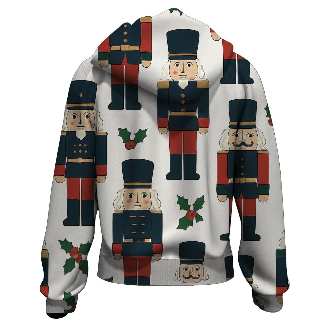 Nutcracker Toy Soldier Grid On Snow White Background hoodie styles