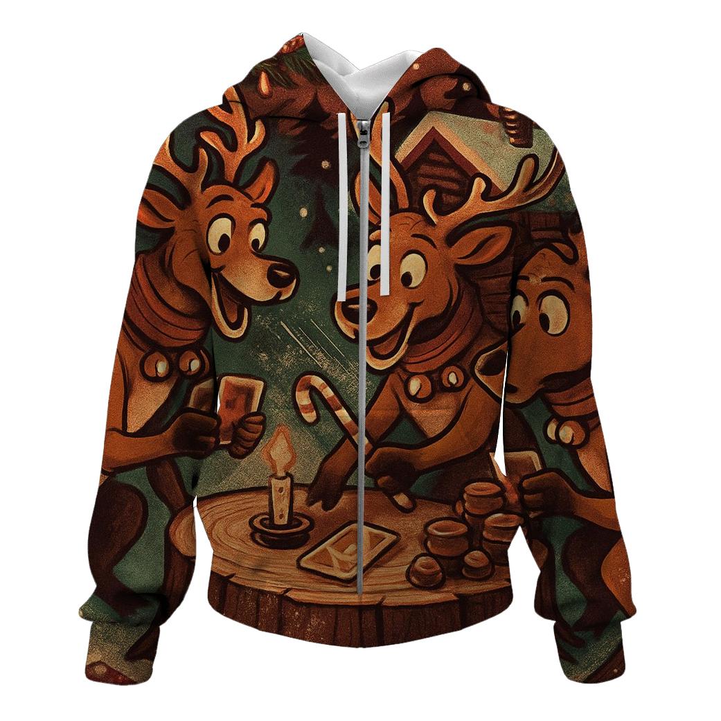 Reindeer Card Shark Cabin Night graphic hoodies