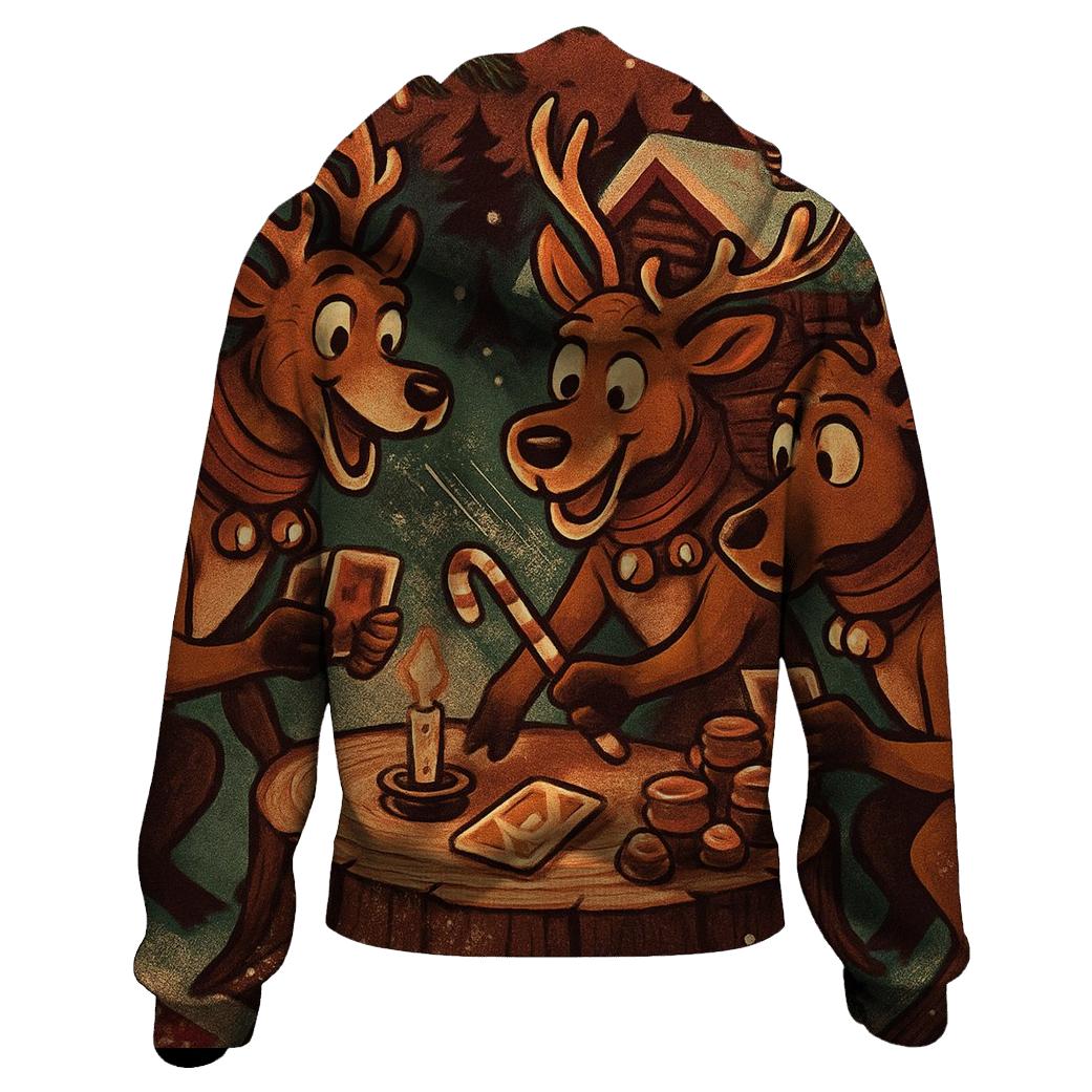Reindeer Card Shark Cabin Night graphic hoodies