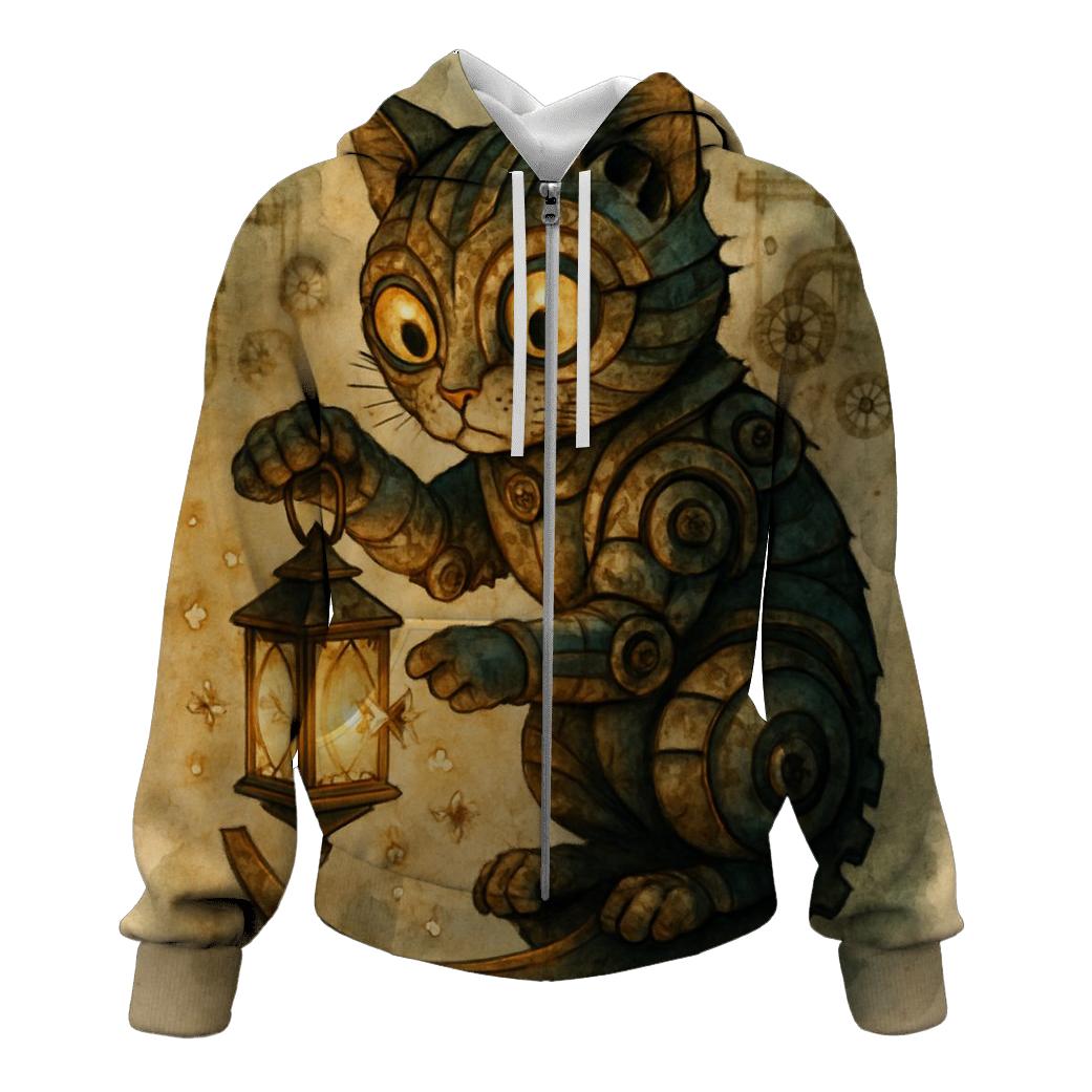 Clockwork Lantern Cat pullover hoodies